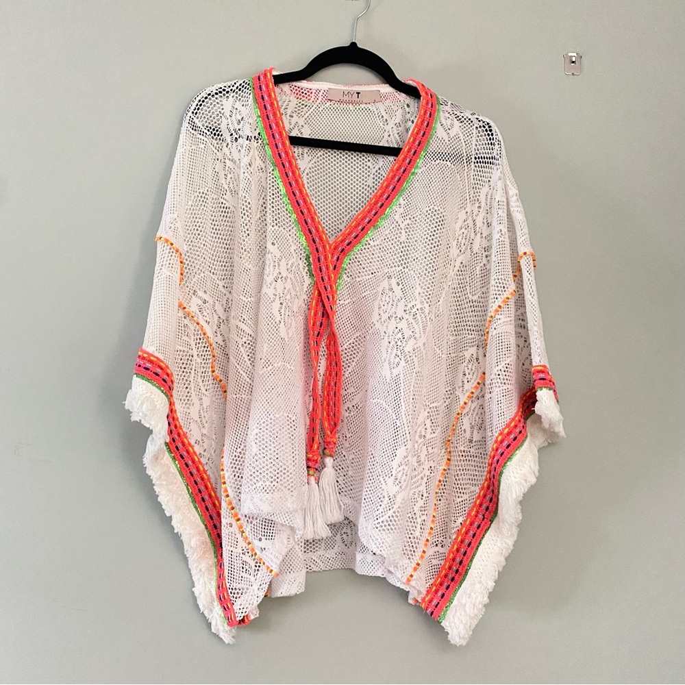 🪸🦀 Orange Lined White Coverup 🦀🪸